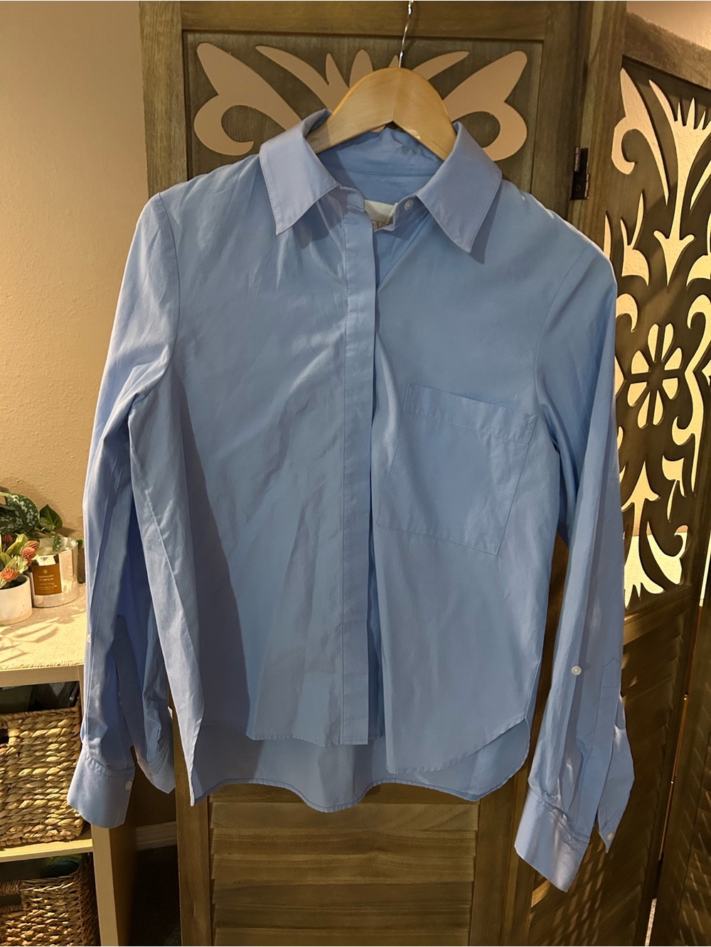 TWP Button Down Blouse Light Blue Size XS